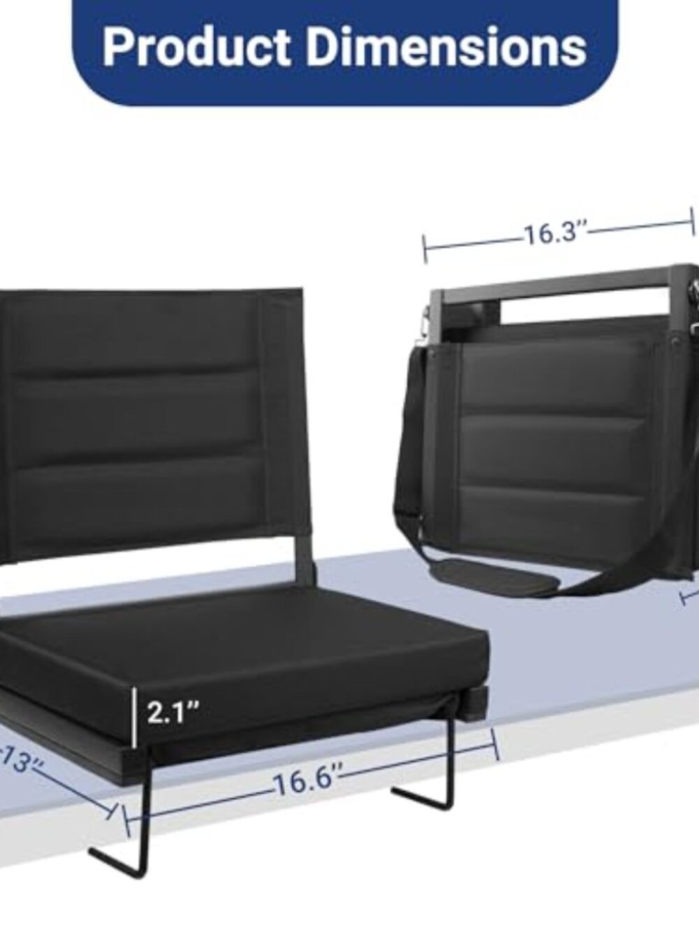 Stadium Seat Bleacher Chair with Padded Back Support and Shoulder Strap - Picture 2 of 6